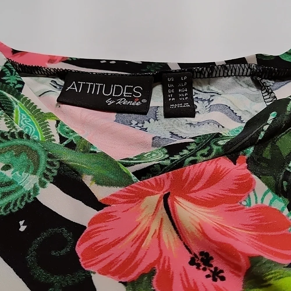 🌺 Attitudes Women’s Multicolor Floral Blouse – Size LP - Picture 3 of 5